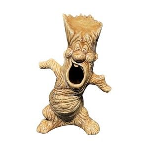 Vintage Tree Man Cone Incense Burner Ceramic Decorative Mouth Puffer Rare 10”